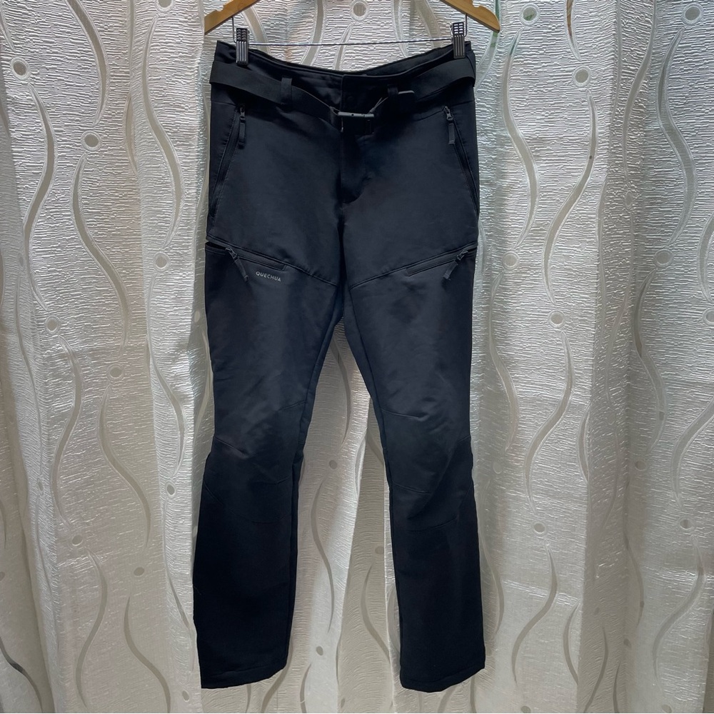 Quechua Hiking‎ Pants Men W31 L33 Black Excellent Fleece Lined Techwear Belted